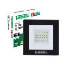 REFLETOR LED SLIM 20W 6500K PRETO TASCHIBRA